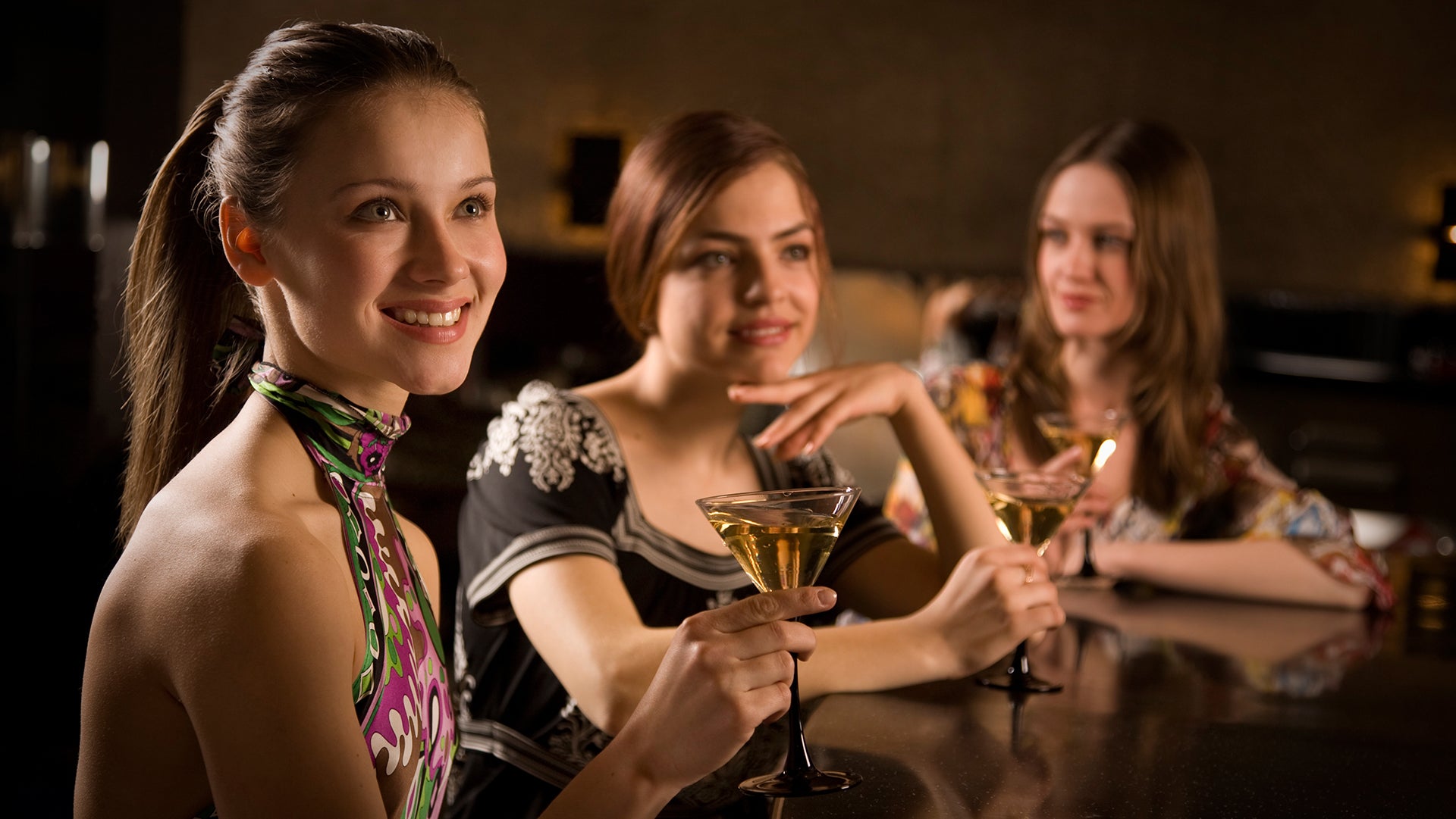 Enjoying wine in bar
